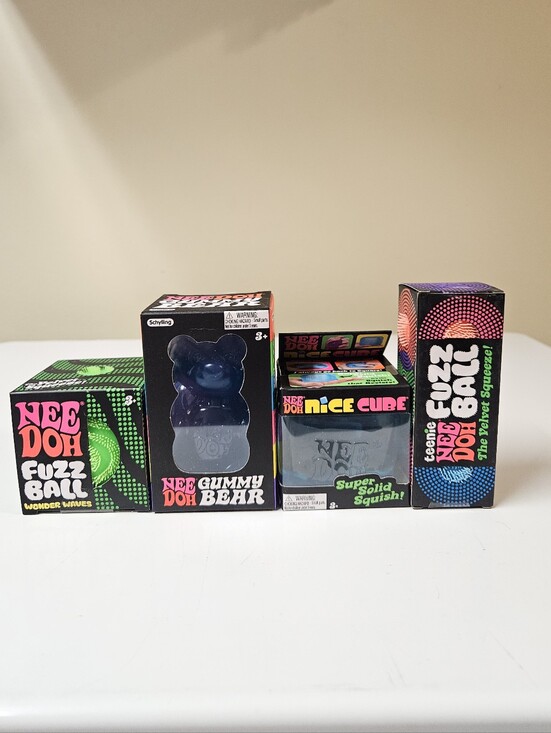 Needoh Other - Needoh Lot Of 4 Gummy Bear, Fuzz Ball, Nice Cube, 3 Teenie Fuzz Balls New